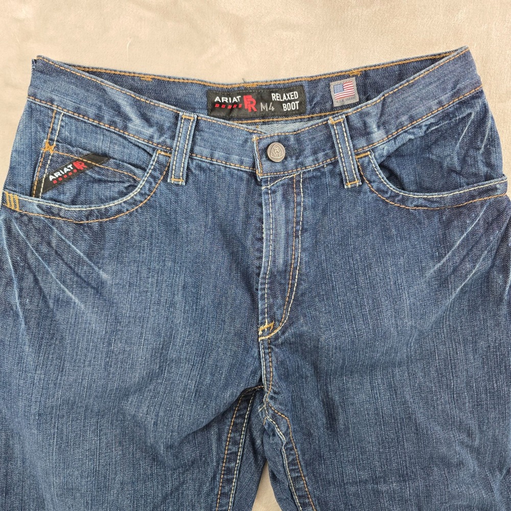 Ariat M4 FR Relaxed Boot Cut Jeans Mens 33x36 Blue Flame Resistant Work Denim